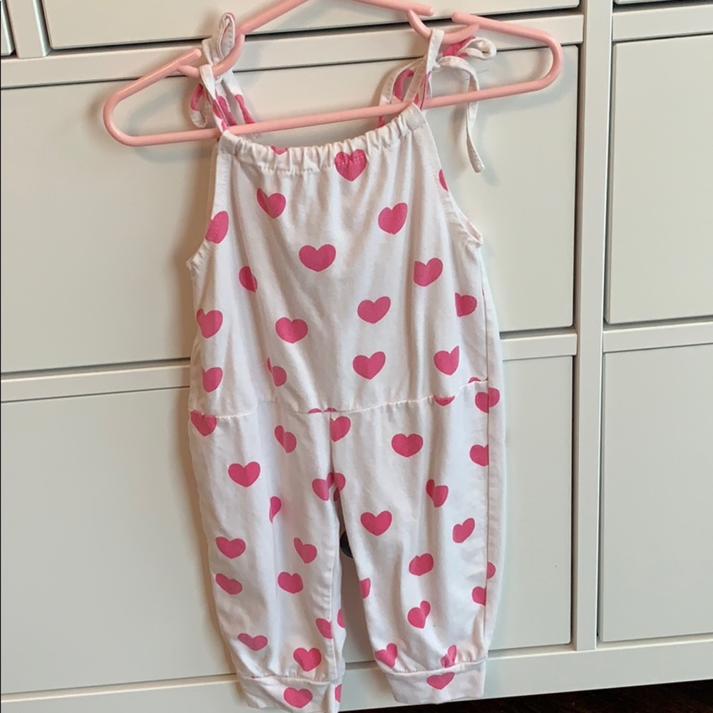 Toddler heart romper with shoulder ties